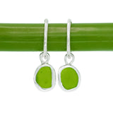 Green Sea Glass Hoops