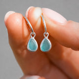 Blue Sea Glass Hoops