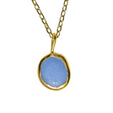 Blue Sea Glass Necklace - Gold Vermeil