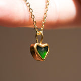 Green Sea Glass Heart Necklace, Gold Vermeil
