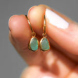 Green Sea Glass Hoops - Gold Vermeil