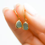 Green Sea Glass Hoops - Gold Vermeil