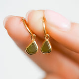 Green Sea Glass Hoops - Gold Vermeil