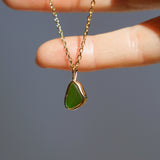 Green Sea Glass Necklace - Gold Vermeil