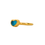 Blue Sea Glass Heart, Gold Vermeil - Size I (i)
