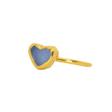 Purple/Blue Sea Glass Heart, Gold Vermeil - Size N