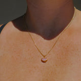 Pink Sea Glass Heart Necklace, Gold Vermeil