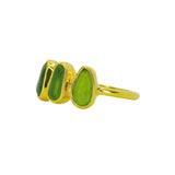 Green Sea Glass, Gold Vermeil - Size K 1/2