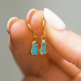 Blue Sea Glass Hoops - Gold Vermeil