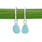 Blue Sea Glass Hoops