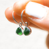 Green Sea Glass Hoops