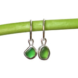 Green Sea Glass Hoops