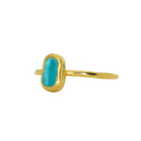 Blue Sea Glass, Gold Vermeil - Size Q