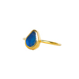 Blue Sea Glass, Gold Vermeil - Size S