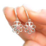 Pink Sea Glass Flower Hoops