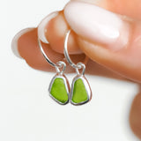 Green Sea Glass Hoops