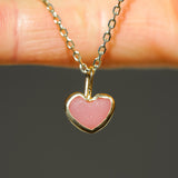 Pink Sea Glass Heart Necklace, Gold Vermeil