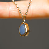 Blue Sea Glass Necklace - Gold Vermeil