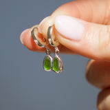 Green Sea Glass Hoops