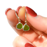 Green Sea Glass Hoops