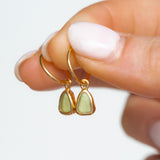 Green Sea Glass Hoops - Gold Vermeil