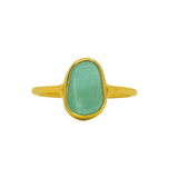 Green Sea Glass, Gold Vermeil - Size N