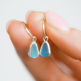 Blue Sea Glass Hoops