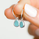 Blue Sea Glass Hoops