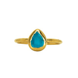 Blue Sea Glass, Gold Vermeil - Size I (i)