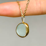 Light Blue Sea Glass Necklace - Gold Vermeil