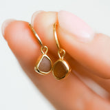Amber Sea Glass Hoops - Gold Vermeil
