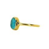 Blue Sea Glass, Gold Vermeil - Size O