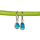 Blue Sea Glass Hoops