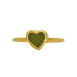 Green Sea Glass Heart, Gold Vermeil - Size N