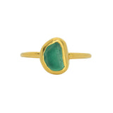 Green Sea Glass, Gold Vermeil - Size S
