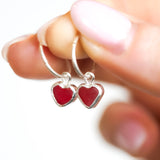 Red Sea Glass Heart Hoops