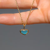 Blue Sea Glass Heart Necklace, Gold Vermeil