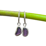 Purple Sea Glass Hoops