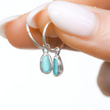 Blue Sea Glass Hoops