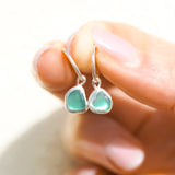 Green Sea Glass Hoops