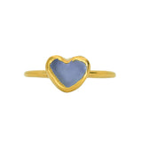Purple/Blue Sea Glass Heart, Gold Vermeil - Size N