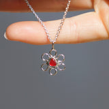 Red Sea Glass Flower Necklace