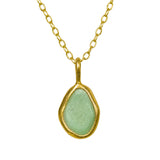 Green Sea Glass Necklace - Gold Vermeil