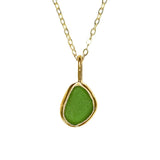 Green Sea Glass Necklace - Gold Vermeil