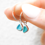 Blue Sea Glass Hoops