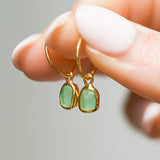 Green Sea Glass Hoops - Gold Vermeil