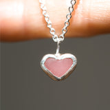 Pink Sea Glass Heart Necklace