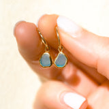 Blue Sea Glass Hoops - Gold Vermeil