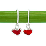 Red Sea Glass Heart Hoops