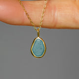 Blue Sea Glass Necklace - Gold Vermeil